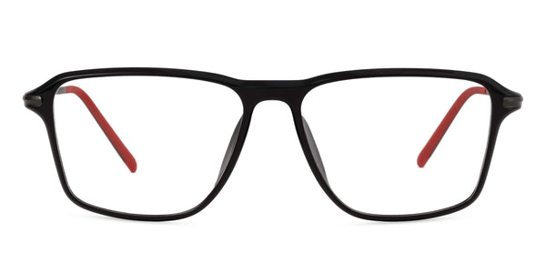 Clarix-black-red-rectangle-eyeglasses-1