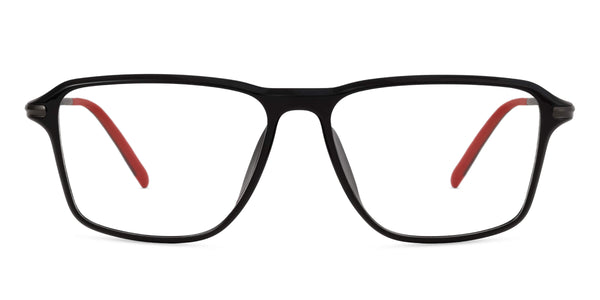 Clarix-black-red-rectangle-eyeglasses-1